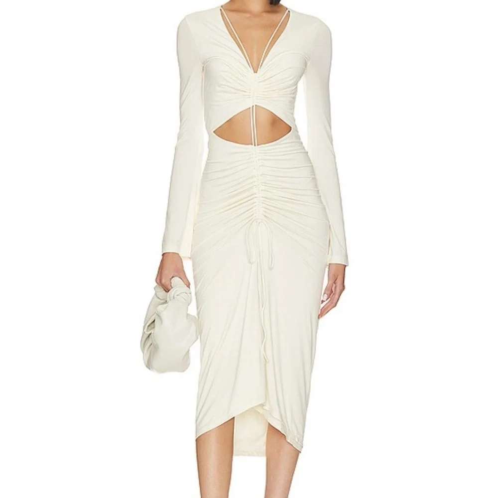 L'Academie Cream Long Sleeve Cut-Out Dress - Picture 1 of 5
